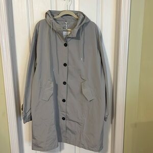 Nord ladies rain coat.Size XXXL.Gray, hooded,elastic sleeve cuffs,front  pockets